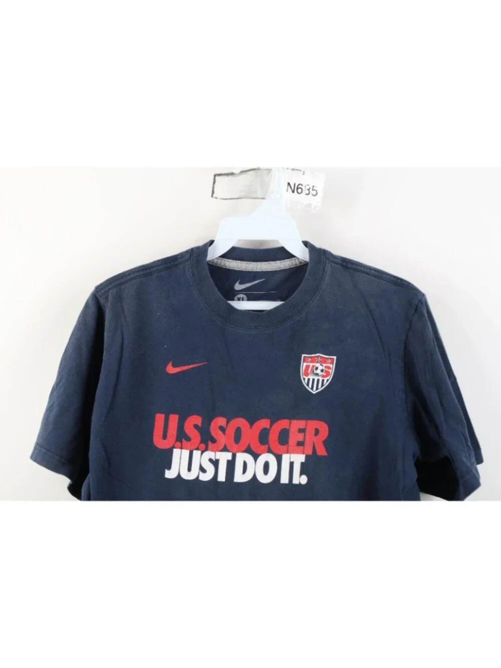 Vintage Y2K Nike Boys XL Distressed USMNT USA Soccer Short Sleeve T-Shirt Blue